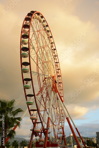 Batumi, Georgia - September 19, 2018: Ferris wheel on the Batumi seafront Promenade