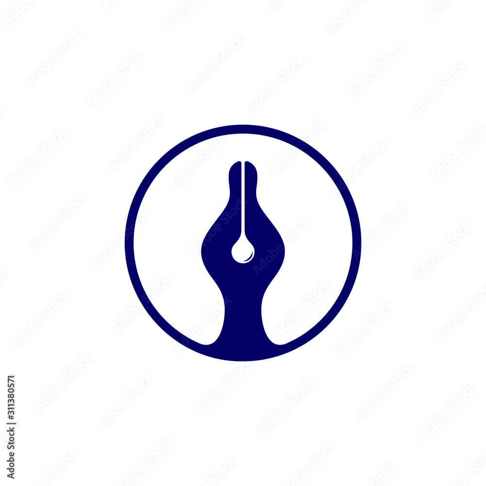 pen ink circle curves geometric logo vector pen ink circle curves geometric logo vector