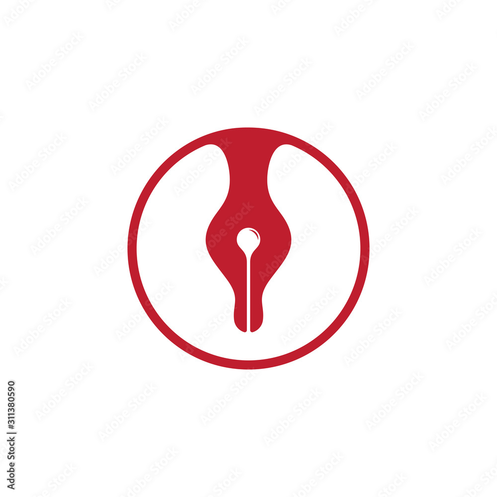 pen ink circle curves geometric logo vector pen ink circle curves geometric logo vector