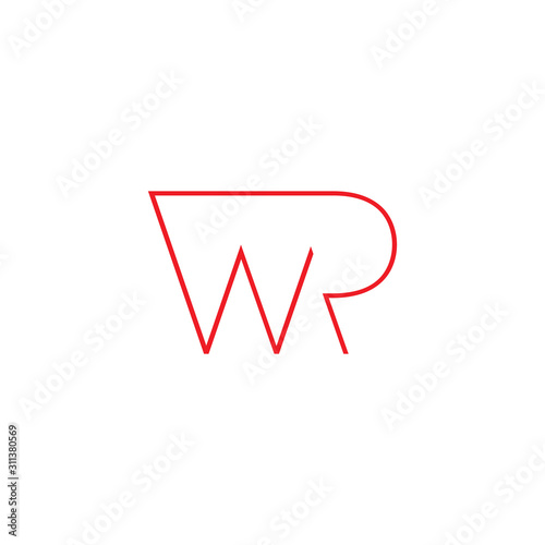 letter wr simple geometric arrow linear design logo vector
