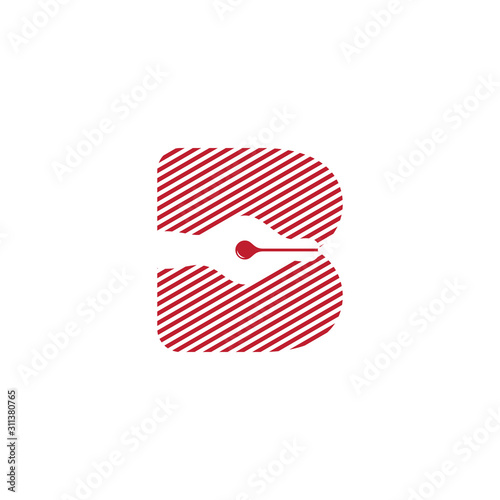 letter b pen writer stripes silhouette design symbol logo vector photo