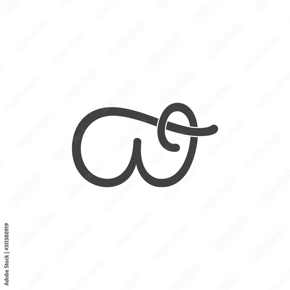 letter w curves ribbon thread design logo vector letter w curves ribbon thread design logo vector
