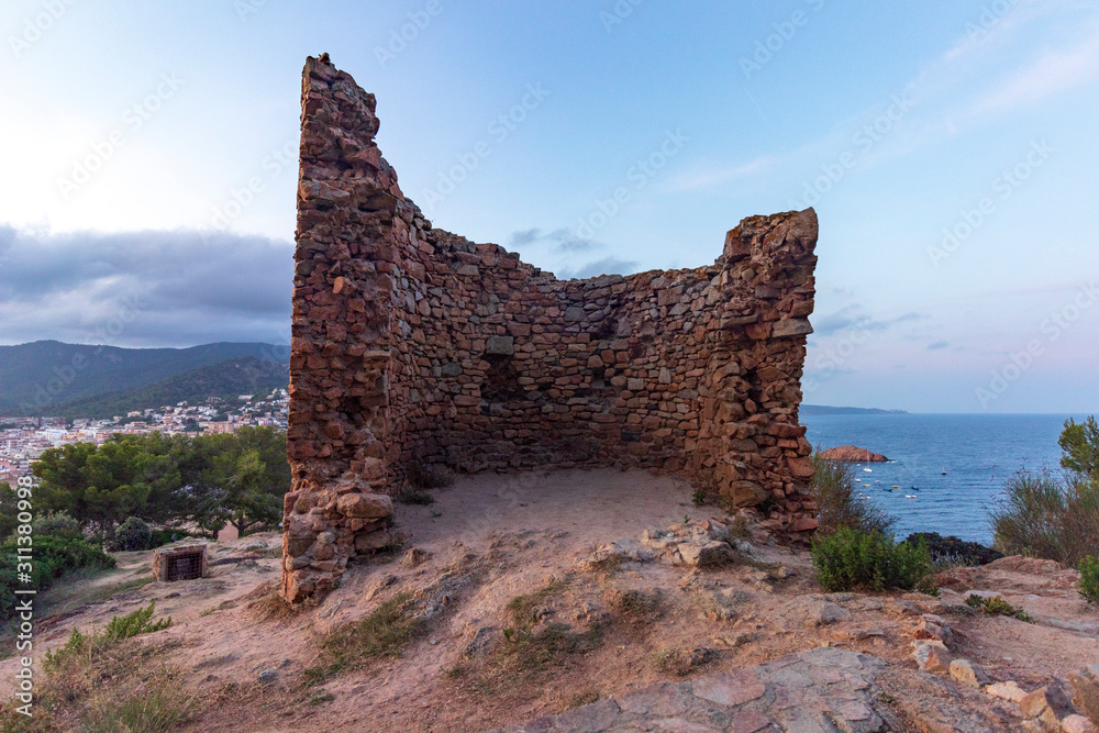 The medieval village of Tossa de Mar with its castle at sunset