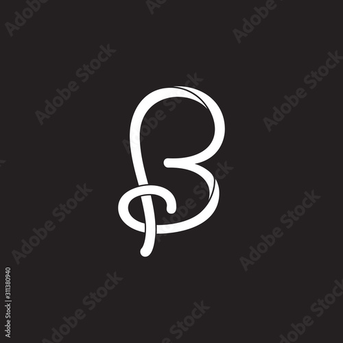 letter pb curves linked ribbon logo vector