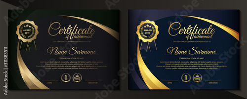 premium golden black certificate template design. photo