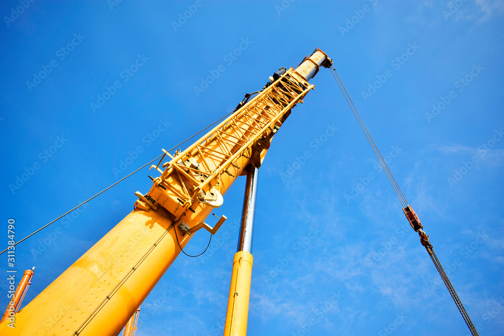 Mobile cranes working lifting equipment on construction site,Hydraulic