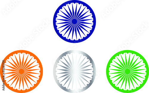 illustration vector icon of ashoka chakra in different colors