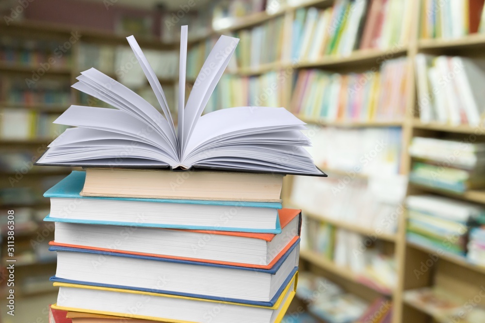 Collection of colorful books on background Collection of colorful books on background