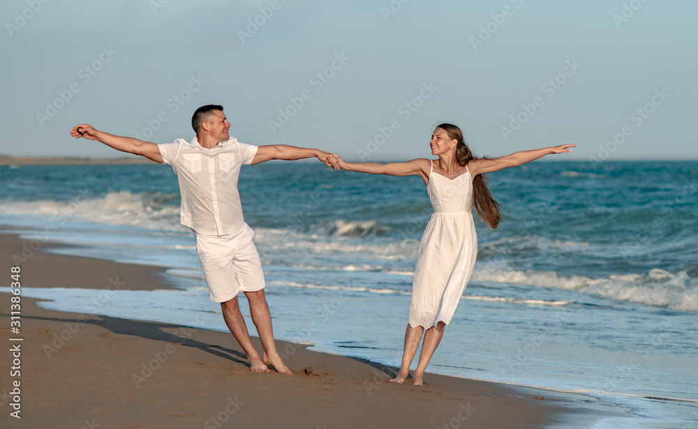 loving couple on seaside