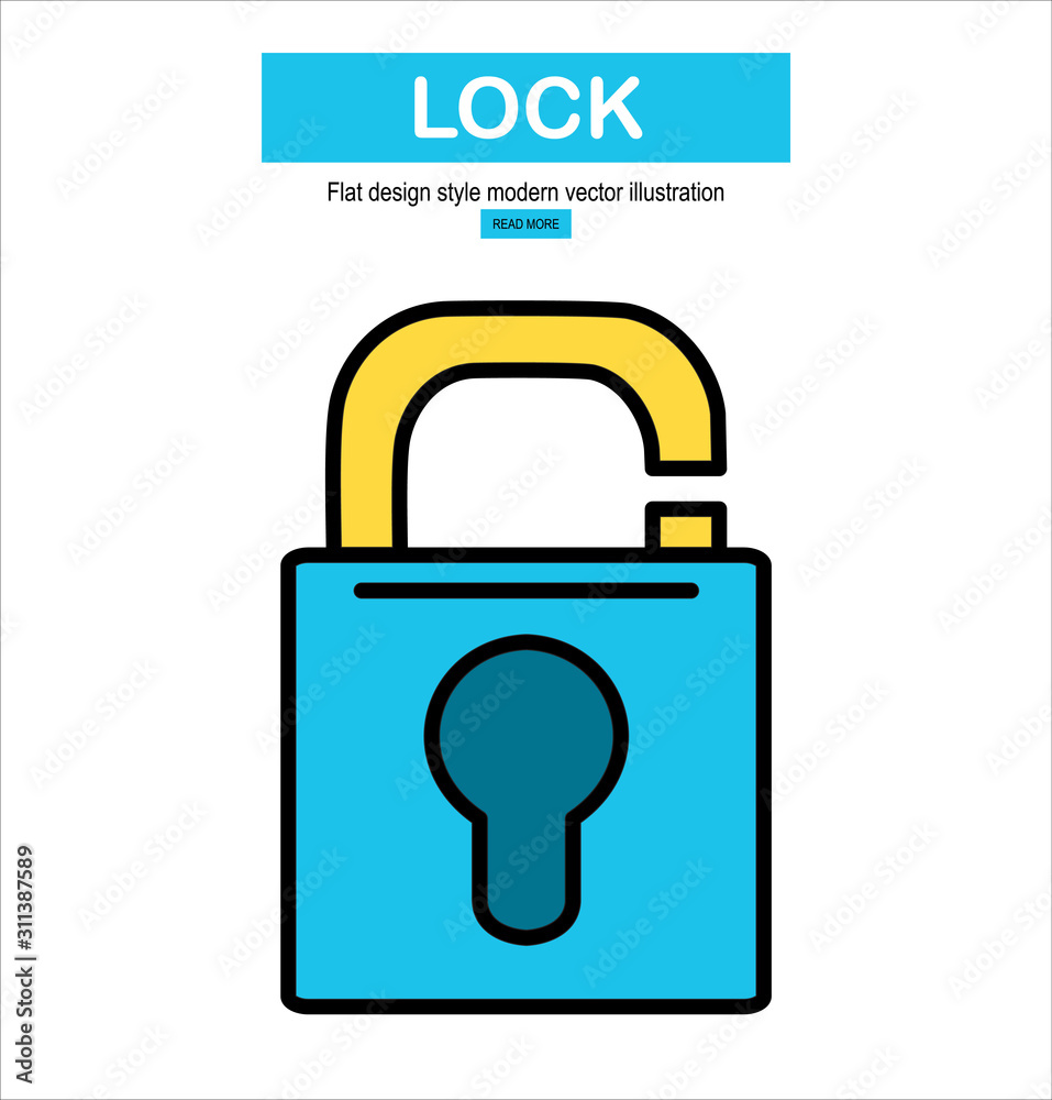 Lock Icon in trendy flat style isolated on grey background. Security symbol for your web site design, logo, app, UI. Vector illustration Lock Icon in trendy flat style isolated on grey background. Security symbol for your web site design, logo, app, UI. Vector illustration