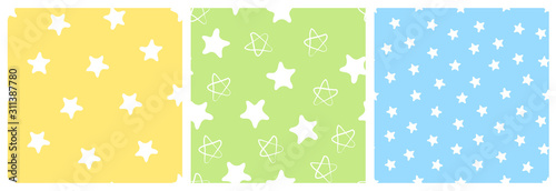 Kid's seamless pattern. Stars. Fashion print. Design elements for baby textile or clothes. Hand drawn doodle repeating shapes. Cute wallpaper for children