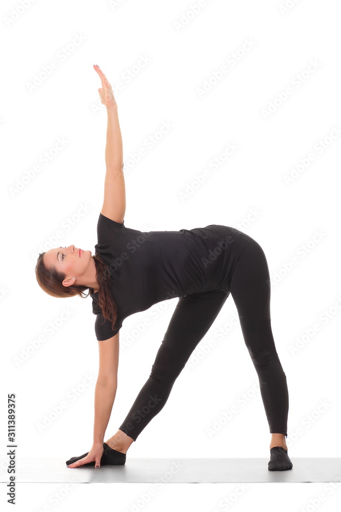 Sporty young woman doing yoga practice