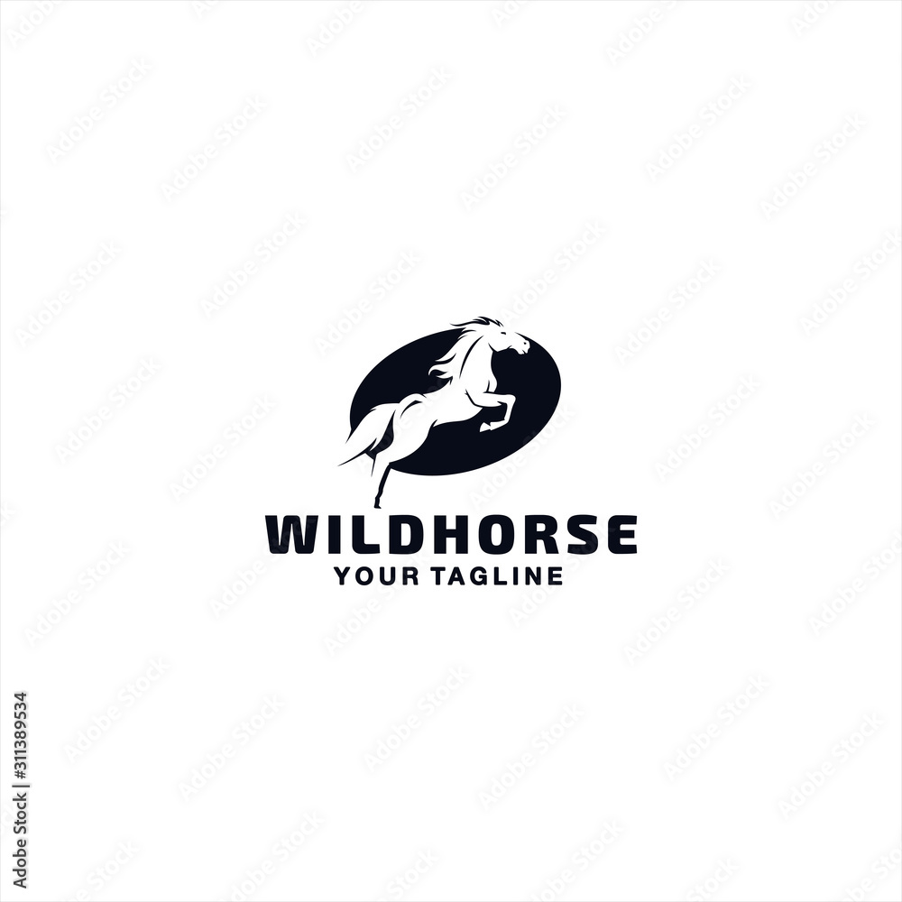 Negative Horse Logo Design Vector Illustration Template Idea Negative Horse Logo Design Vector Illustration Template Idea