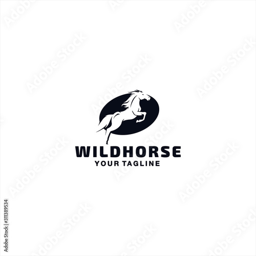 Negative Horse Logo Design Vector Illustration Template Idea