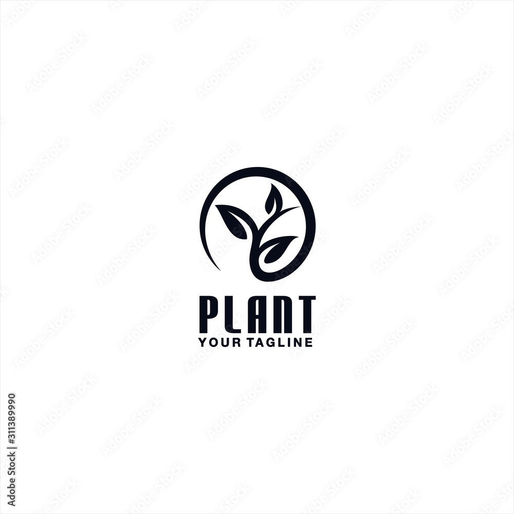circle leaf Logo Design Vector Illustration Template Idea