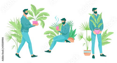 Man with House Plants