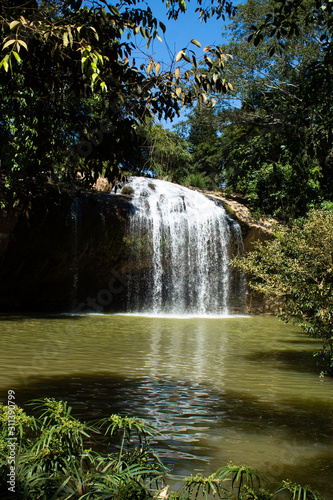 Mountain stream Waterfall Prenn  Vietnam  scenic natural swimming pool.