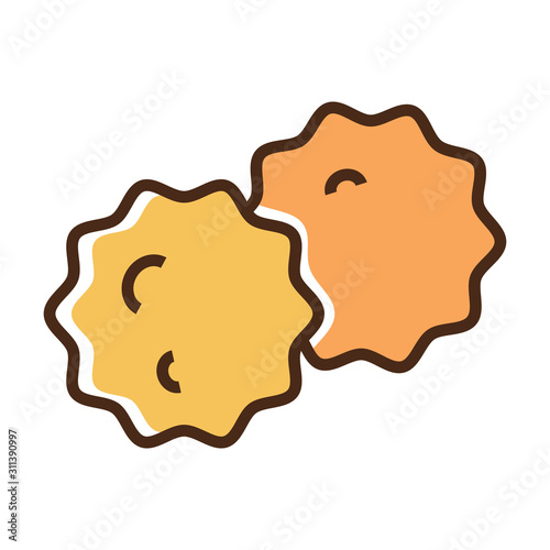 Color icon chicken balls in flour