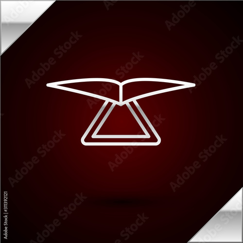 Silver line Hang glider icon isolated on dark red background. Extreme sport. Vector Illustration