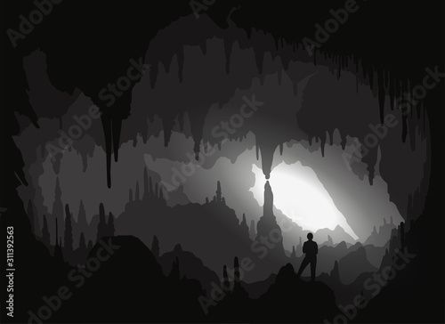 Cave. Inside a backlit cavity photo