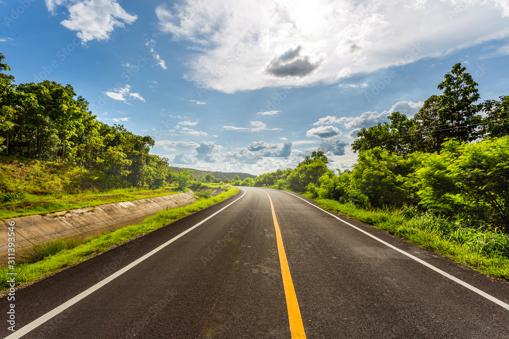 open road.empty asphalt highway and nature landscape. highland road and forest.