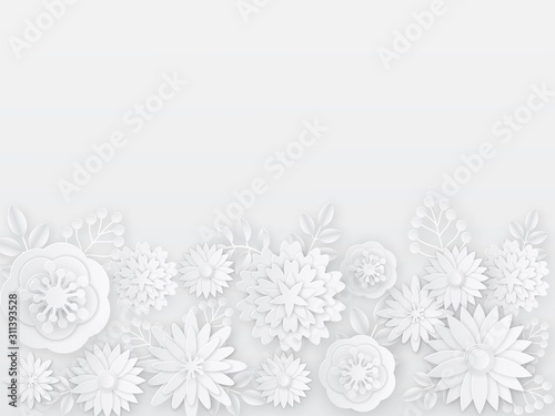 Fotografie Papercut white flowers