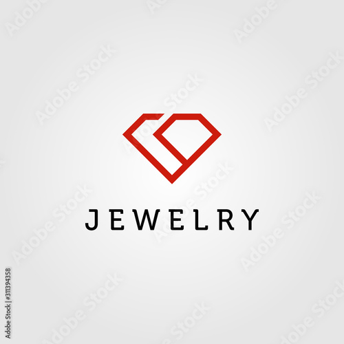 diamond logo jewelry line art monoline vector icon illustration design
