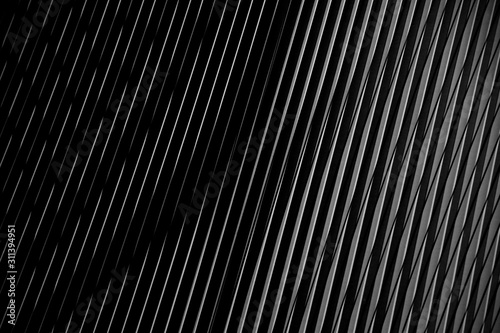 Digitally rendered image of metal grid structure with shadows. Abstract black and white background for industry, technology or modern architecture issues. Geometric composition with diagonal pattern. 