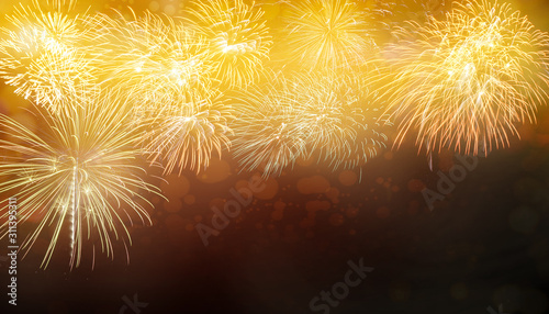 Abstract colored firework background with free space for text