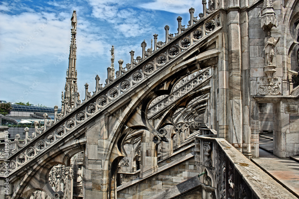 detail of the cathedral in milan