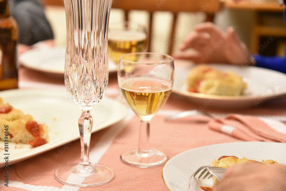 Glasses with Drink on the Table