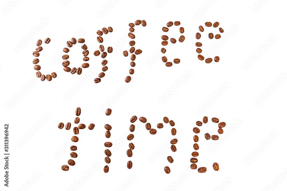 Lined with coffee beans inscription Lined with coffee beans inscription