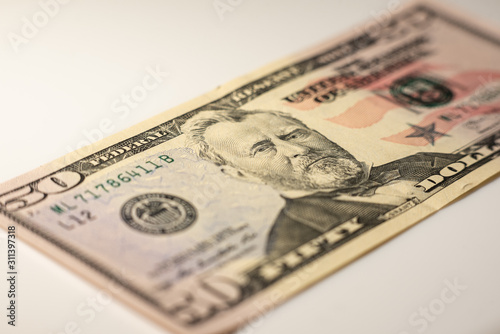 Close up of fifty us dollars