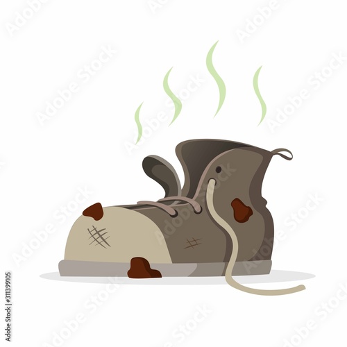 dirty smell shoes, sneaker cleaning and repair symbol illustration vector