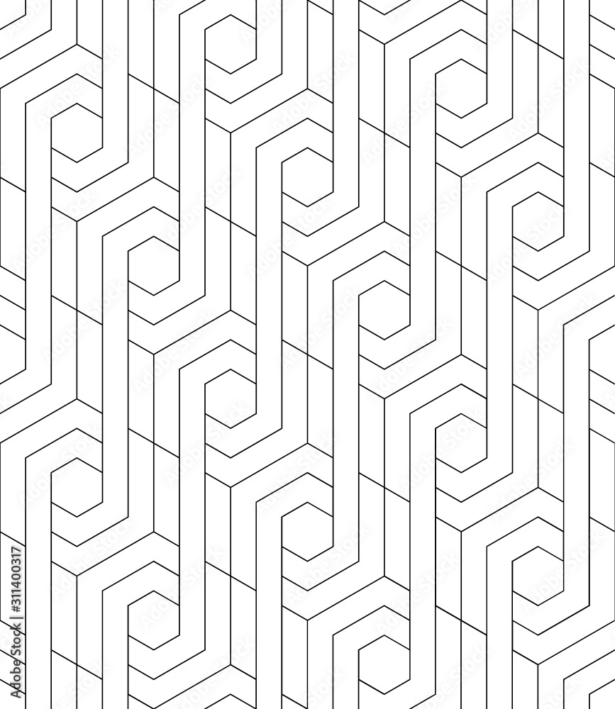 Vector geometric seamless pattern. Modern geometric background. Mesh with hexagonal cells. Vector geometric seamless pattern. Modern geometric background. Mesh with hexagonal cells.