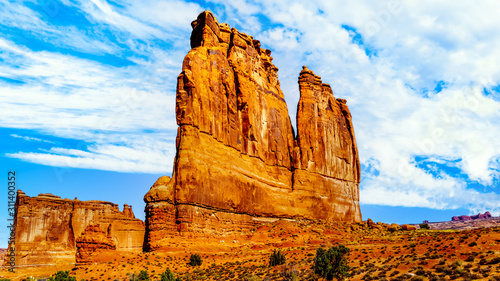 The Organ, a Sandstone Formation along the Arches Scenic Drive in Arches National Park near Moab, Utah, United States