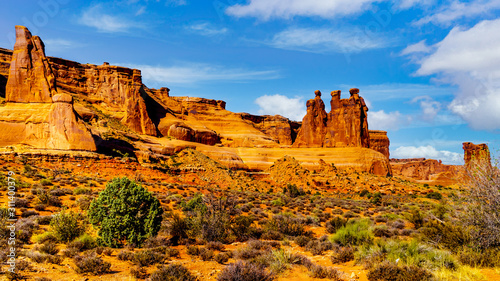 The Three Gossips, a Sandstone Formation in Arches National Park near Moab, Utah, United States