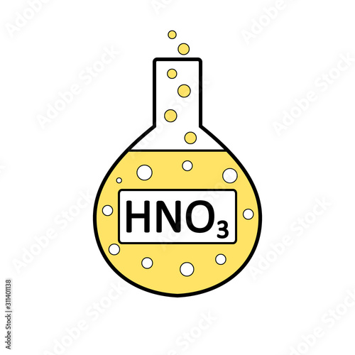 Laboratory glass with nitric acid.