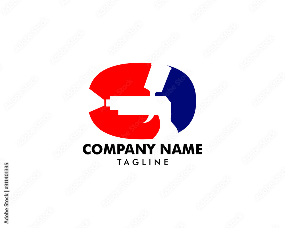 Initial Letter O Car Paint with Spray Gun Logo Template Initial Letter O Car Paint with Spray Gun Logo Template
