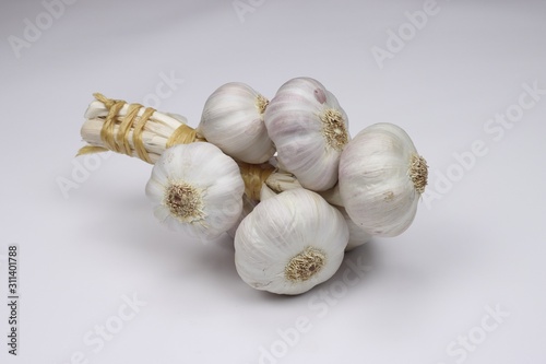 nice garlic bundle isolated on white background