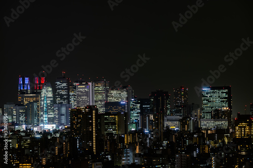 Tokyo Shinjuku city buildings night view and sky