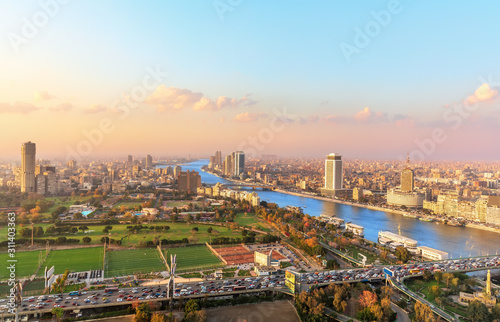 Aerial view on the downtown of Cairo and the Nile  Egypt