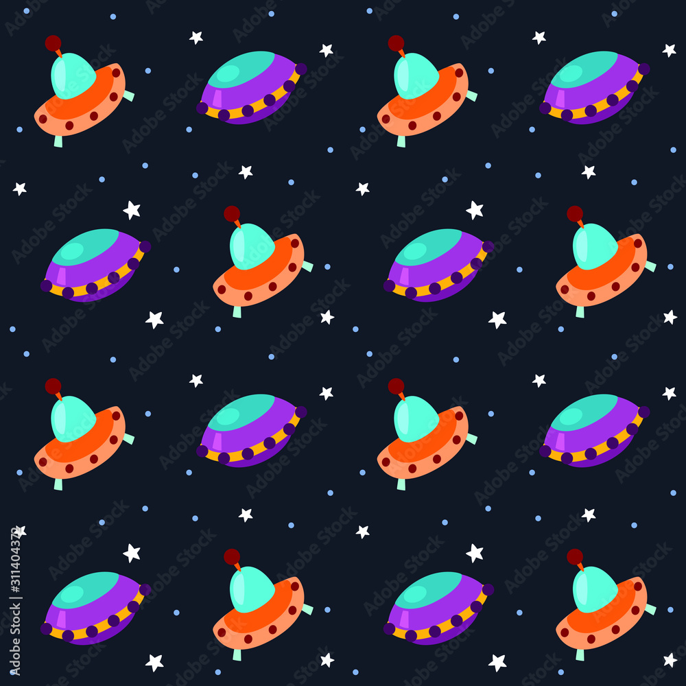vector cartoon space ship ufo pattern kid fun vector cartoon space ship ufo pattern kid fun