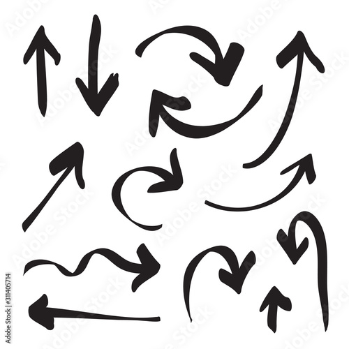 Arrows icons hand drawn vector editable set