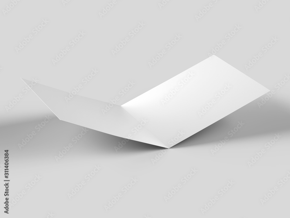 Brochure in square format folded to two - mockup. 3d illustration