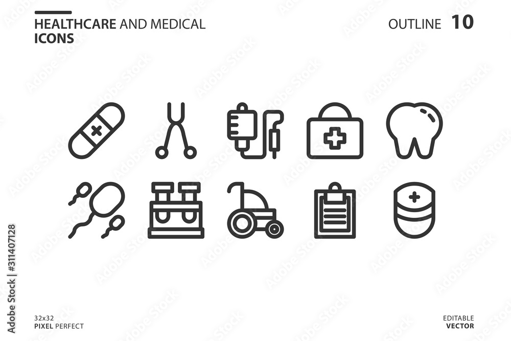 Medical icon set in line style. Vector graphics illustration and editable stroke. Isolated on white background. Medical icon set in line style. Vector graphics illustration and editable stroke. Isolated on white background.