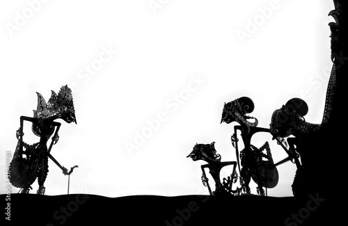 Silhouette of traditional javanese puppet isolated on white