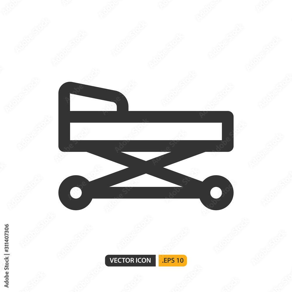 medical bed icon in line style. Vector logo design template. Modern design icon, symbol, logo and illustration. Vector graphics illustration and editable stroke. Isolated on white background. medical bed icon in line style. Vector logo design template. Modern design icon, symbol, logo and illustration. Vector graphics illustration and editable stroke. Isolated on white background.