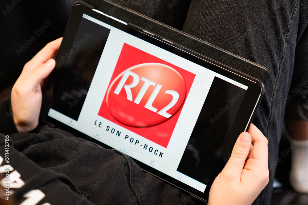 RTL2 logo sign tablet screen private French luxembourg radio station Stock  Photo | Adobe Stock