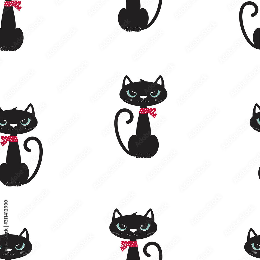 Fototapeta premium pattern with cute black cat